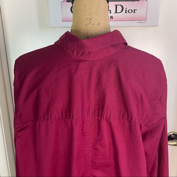 Chico’s Top Blouse Women Size 22/24 Button Up Non-Iron Wine Color Tunic Plus - Picture 6 of 11